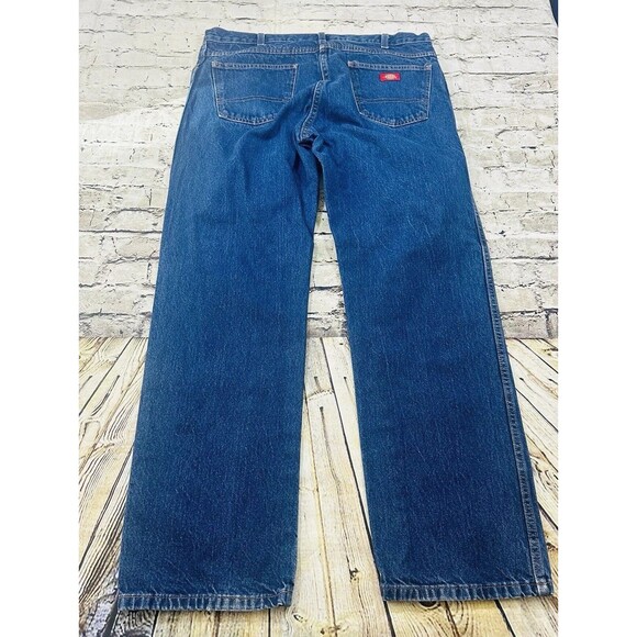 Dickies Jeans Men’s 38x34 Blue Denim Straight Regular Worker Pants‎ Dark Wash - Picture 4 of 10